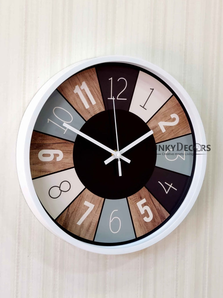 Funkytradition Minimal Multicolor Round Wall Clock Watch Decor For Home Office And Gifts 32 Cm Tall