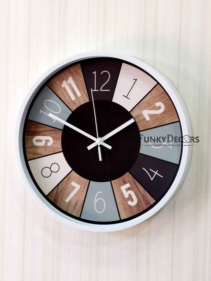 Funkytradition Minimal Multicolor Round Wall Clock Watch Decor For Home Office And Gifts 32 Cm Tall