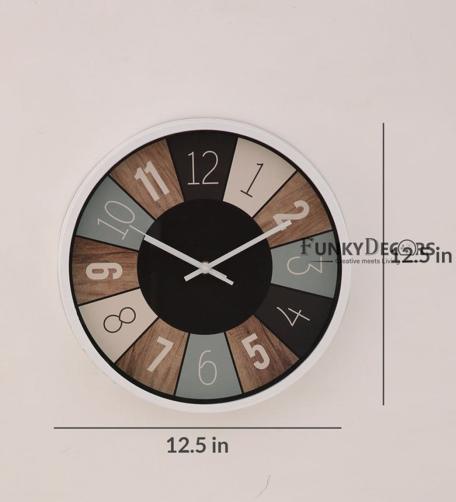 Funkytradition Minimal Multicolor Round Wall Clock Watch Decor For Home Office And Gifts 32 Cm Tall
