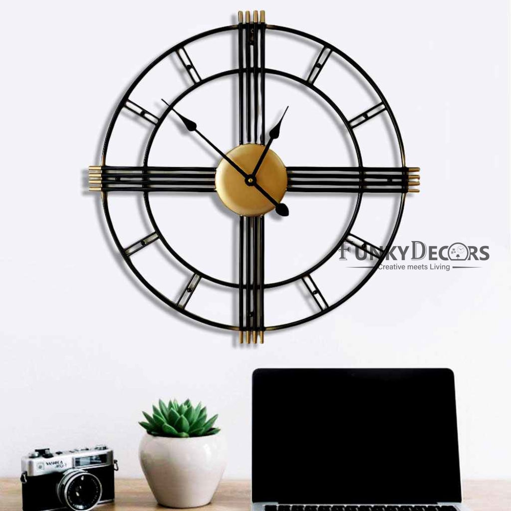 Funkytradition Minimal Pencil Design Metal Wall Clock Watch Decor For Home Office And Gifts Clocks