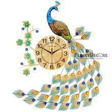 Load image into Gallery viewer, Funkytradition Modern Minimalist Creative Clock Big Peacock Colorful Metal Wall Watch Decor For Home
