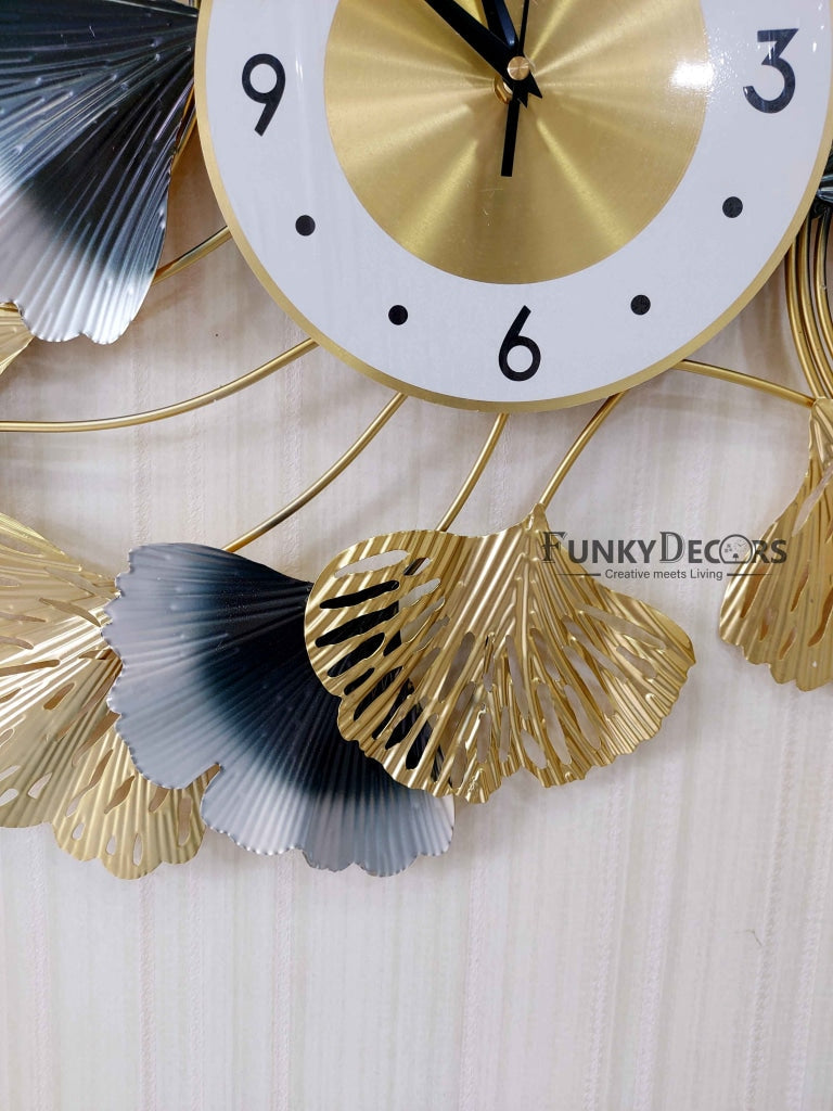 Funkytradition Modern Minimalist Creative Colorful Leaf Shape Metal Wall Clock Watch Decor For Home