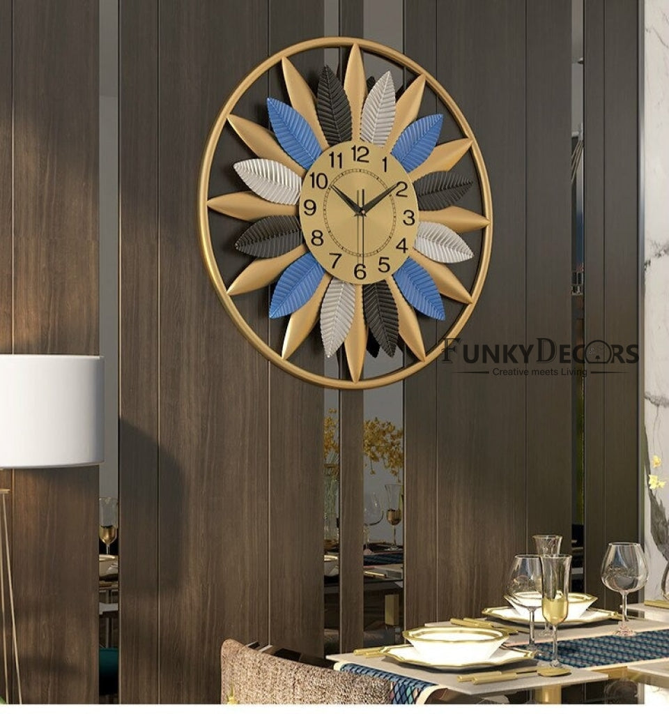 FunkyDecors Modern Minimalist Creative Simple Flower Shape Metal Wall Clock Watch Decor For Home