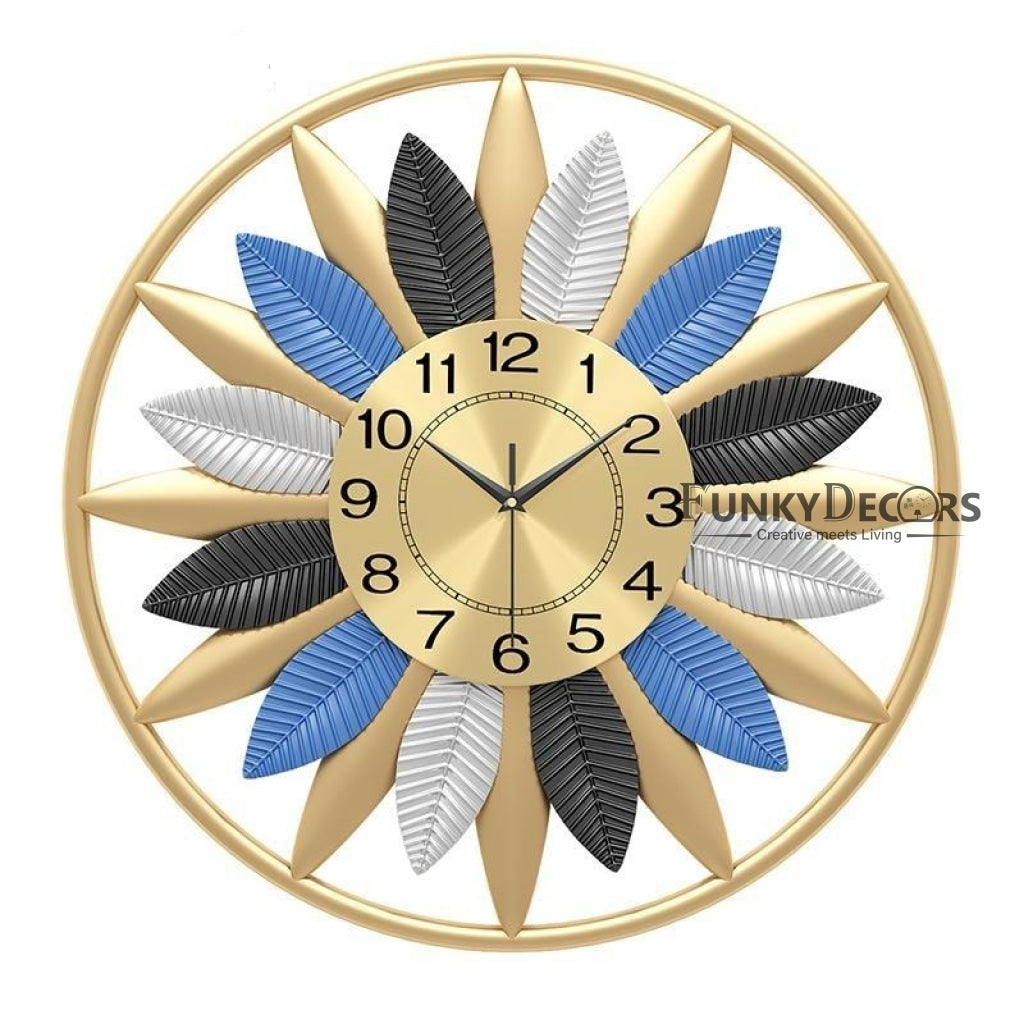 Funkytradition Modern Minimalist Creative Simple Flower Shape Metal Wall Clock Watch Decor For Home