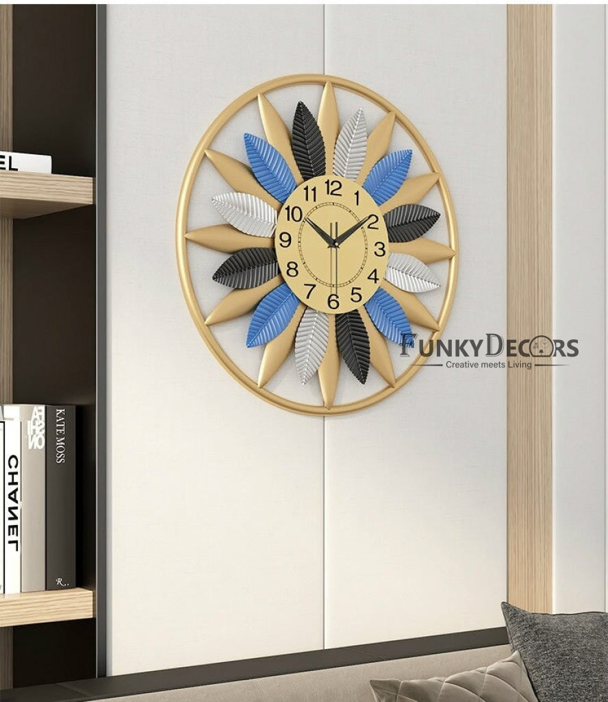 Funkytradition Modern Minimalist Creative Simple Flower Shape Metal Wall Clock Watch Decor For Home