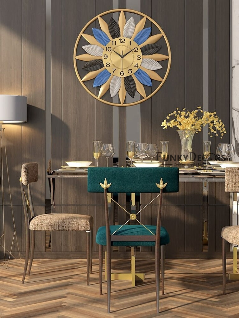Funkytradition Modern Minimalist Creative Simple Flower Shape Metal Wall Clock Watch Decor For Home