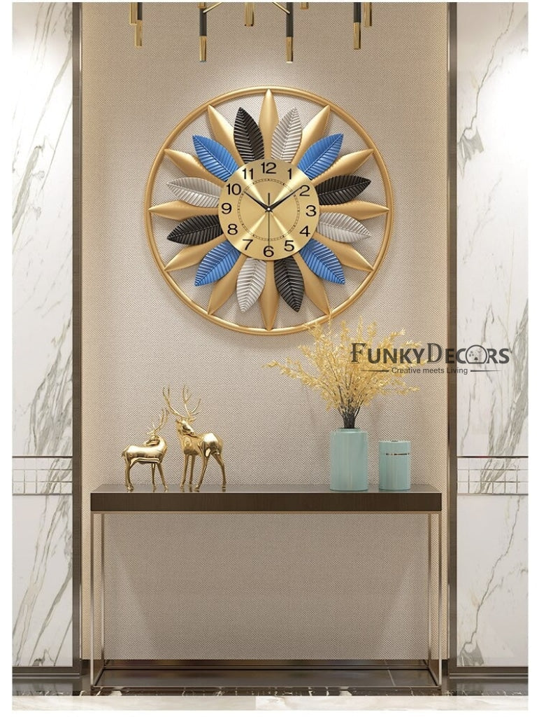 Funkytradition Modern Minimalist Creative Simple Flower Shape Metal Wall Clock Watch Decor For Home