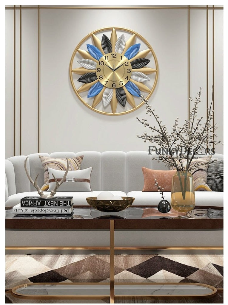 Funkytradition Modern Minimalist Creative Simple Flower Shape Metal Wall Clock Watch Decor For Home
