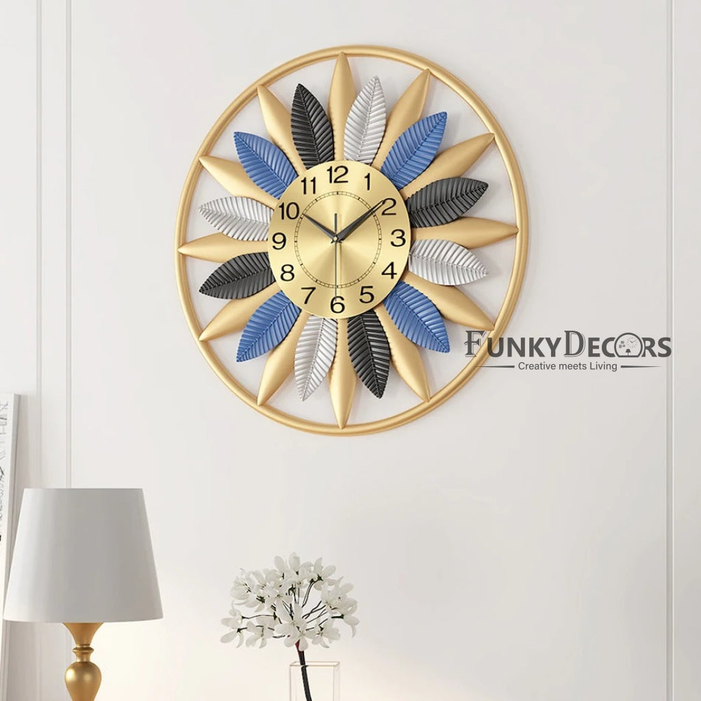 Funkytradition Modern Minimalist Creative Simple Flower Shape Metal Wall Clock Watch Decor For Home