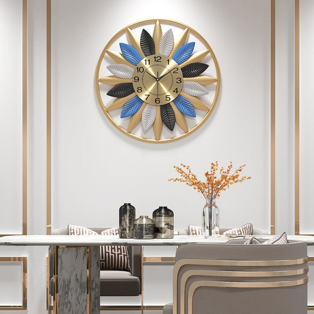FunkyDecors Modern Minimalist Creative Simple Flower Shape Metal Wall Clock Watch Decor For Home