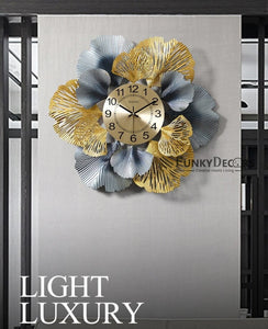 Funkytradition Modern Minimalist Creative Simple Leaf Shape Metal Wall Clock Watch Decor For Home
