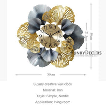 Load image into Gallery viewer, Funkytradition Modern Minimalist Creative Simple Leaf Shape Metal Wall Clock Watch Decor For Home
