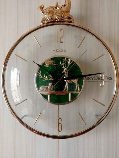 Funkytradition Multicolor Minimal Transparent Reindeer Pendulum Wall Clock Watch Decor For Home