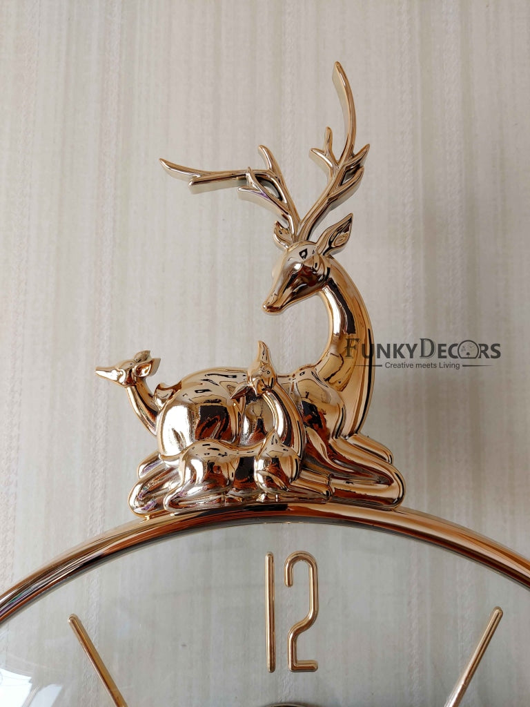 FunkyDecors Multicolor Minimal Transparent Reindeer Pendulum Wall Clock Watch Decor For Home
