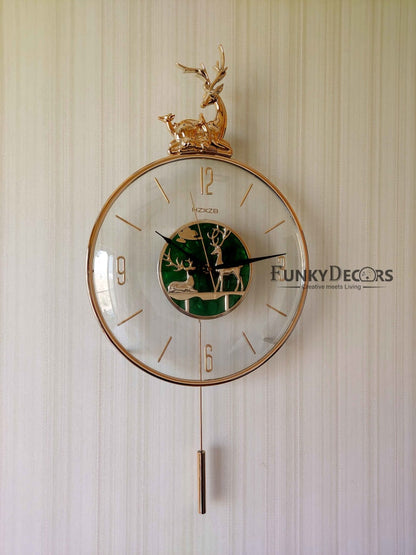 Funkytradition Multicolor Minimal Transparent Reindeer Pendulum Wall Clock Watch Decor For Home