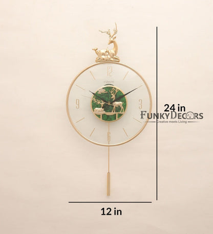 Funkytradition Multicolor Minimal Transparent Reindeer Pendulum Wall Clock Watch Decor For Home