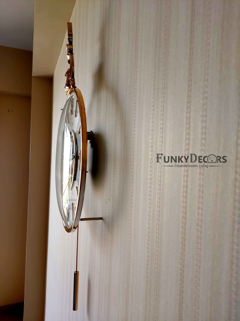 FunkyDecors Multicolor Minimal Transparent Reindeer Pendulum Wall Clock Watch Decor For Home