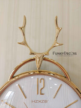 Load image into Gallery viewer, Funkytradition Multicolor Minimal Transparent Reindeer Pendulum Wall Clock Watch Decor For Home
