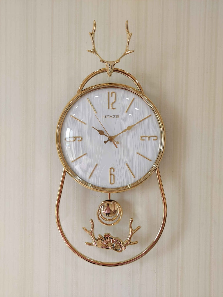 FunkyDecors Multicolor Minimal Transparent Reindeer Pendulum Wall Clock Watch Decor For Home