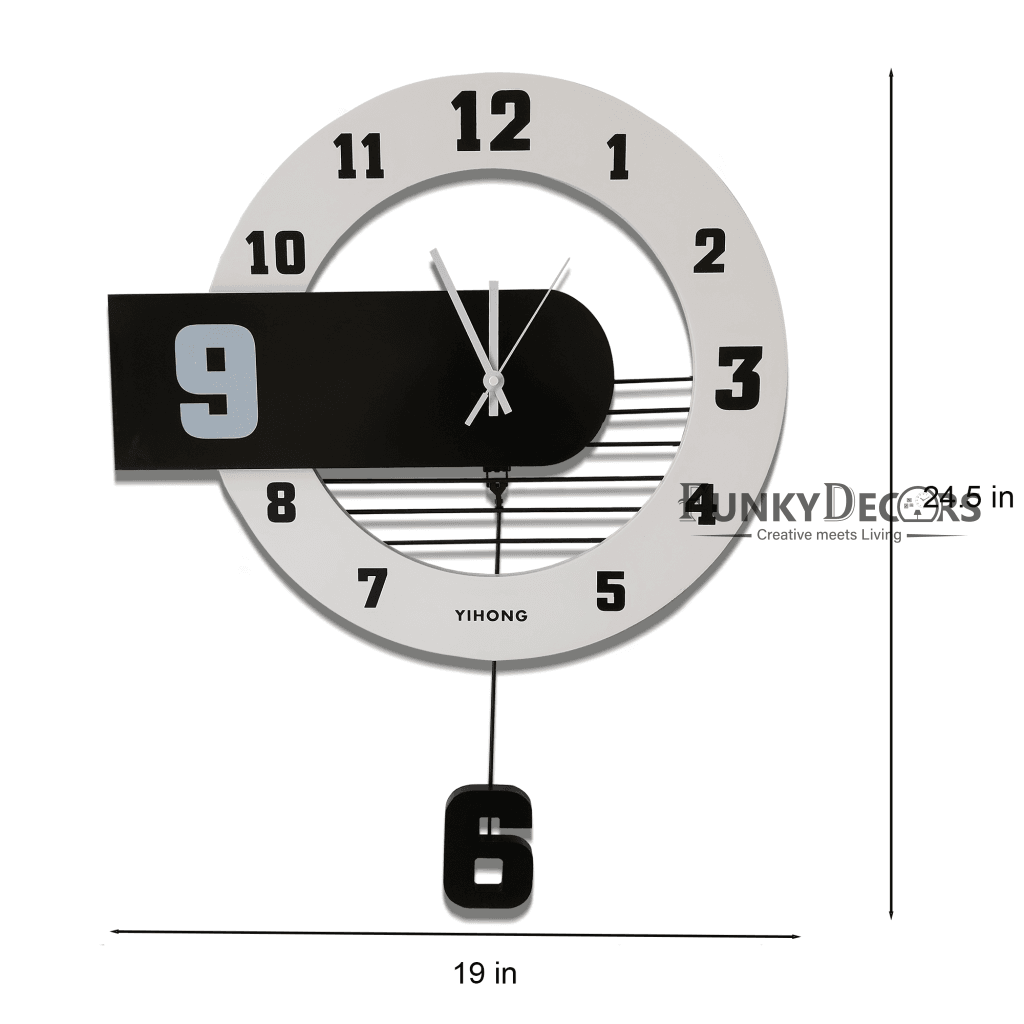 Funkytradition Multicolor Minimal Wooden Pendulum Wall Clock Watch Decor For Home Office And Gifts