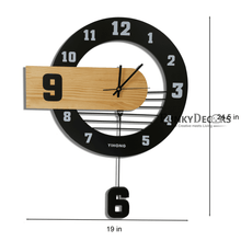 Load image into Gallery viewer, Funkytradition Multicolor Minimal Wooden Pendulum Wall Clock Watch Decor For Home Office And Gifts
