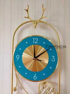 Funkytradition Multicolor Reindeer Metal Wall Clock For Home Office Decor And Gifts 65 Cm Tall
