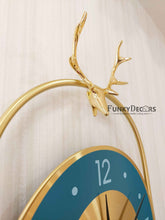 Load image into Gallery viewer, Funkytradition Multicolor Reindeer Metal Wall Clock For Home Office Decor And Gifts 65 Cm Tall
