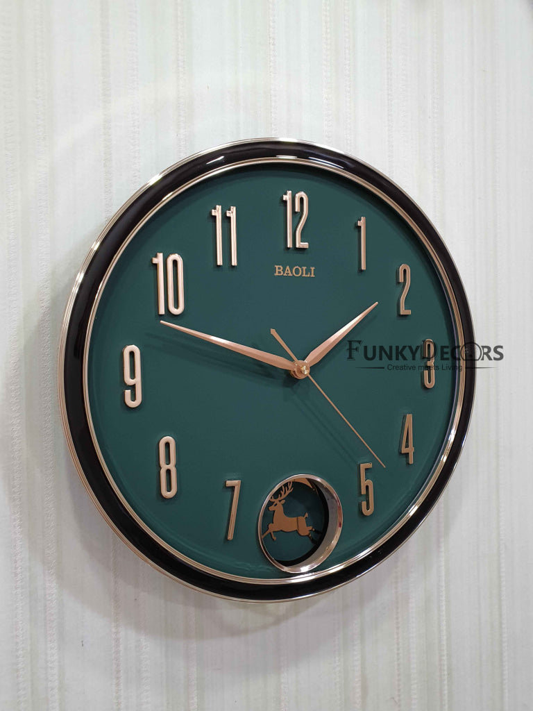 Funkytradition Multicolor Reindeer Pendulum Wall Clock Watch Decor For Home Office And Gifts 35 Cm
