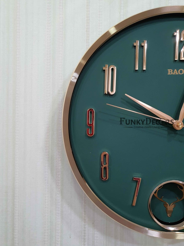 Funkytradition Multicolor Reindeer Pendulum Wall Clock Watch Decor For Home Office And Gifts 35 Cm