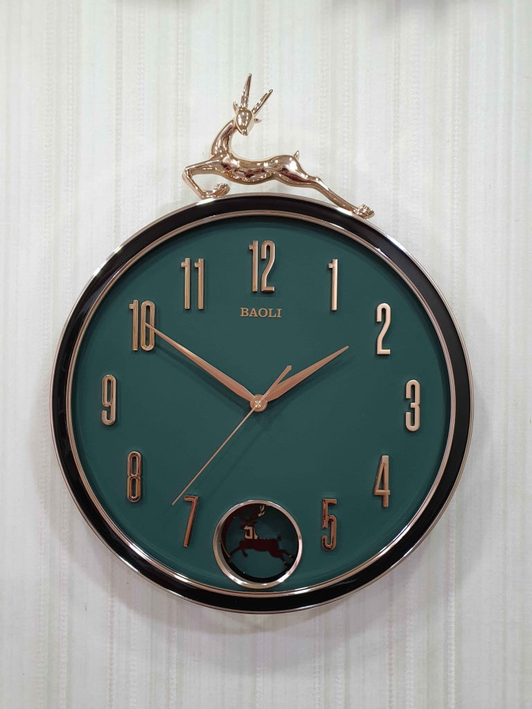 Funkytradition Multicolor Reindeer Pendulum Wall Clock Watch Decor For Home Office And Gifts 45 Cm