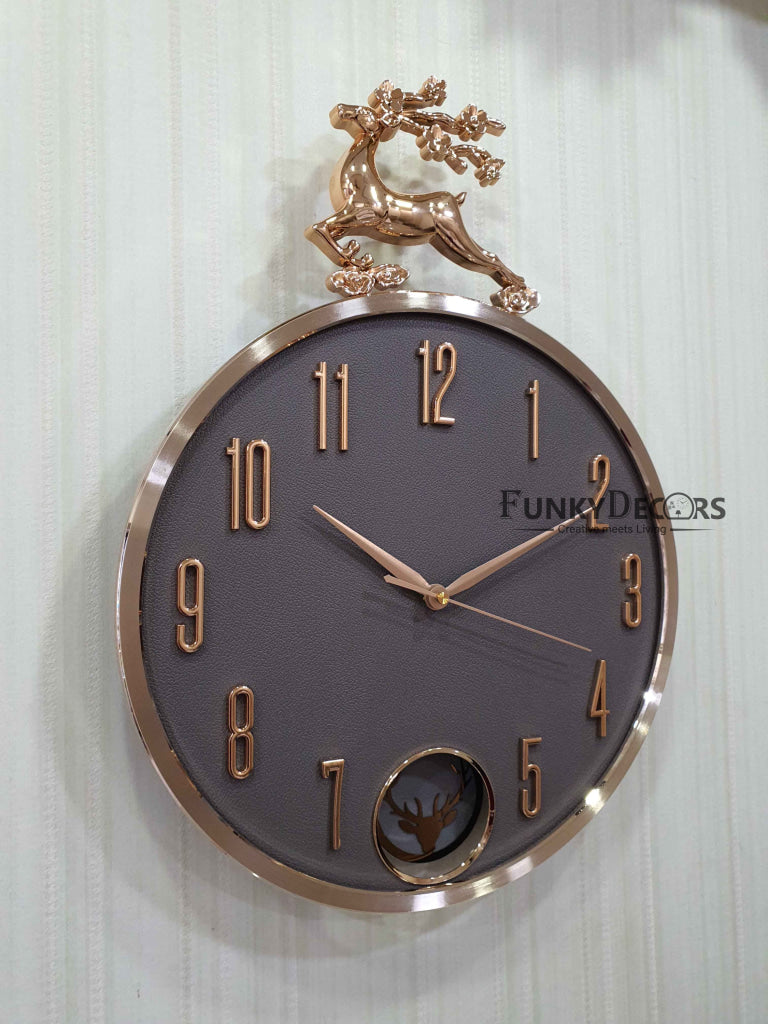 Funkytradition Multicolor Reindeer Pendulum Wall Clock Watch Decor For Home Office And Gifts 48 Cm