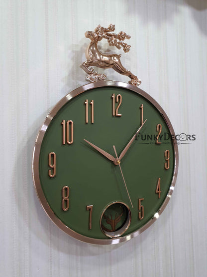 Funkytradition Multicolor Reindeer Pendulum Wall Clock Watch Decor For Home Office And Gifts 48 Cm