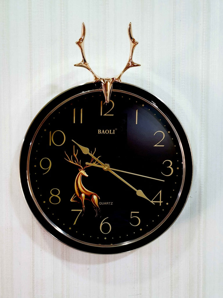 Funkytradition Multicolor Reindeer Wall Clock Watch Decor For Home Office And Gifts 35 Cm Tall Black
