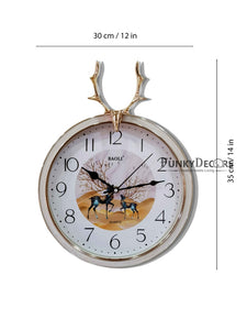 Funkytradition Multicolor Reindeer Wall Clock Watch Decor For Home Office And Gifts 35 Cm Tall