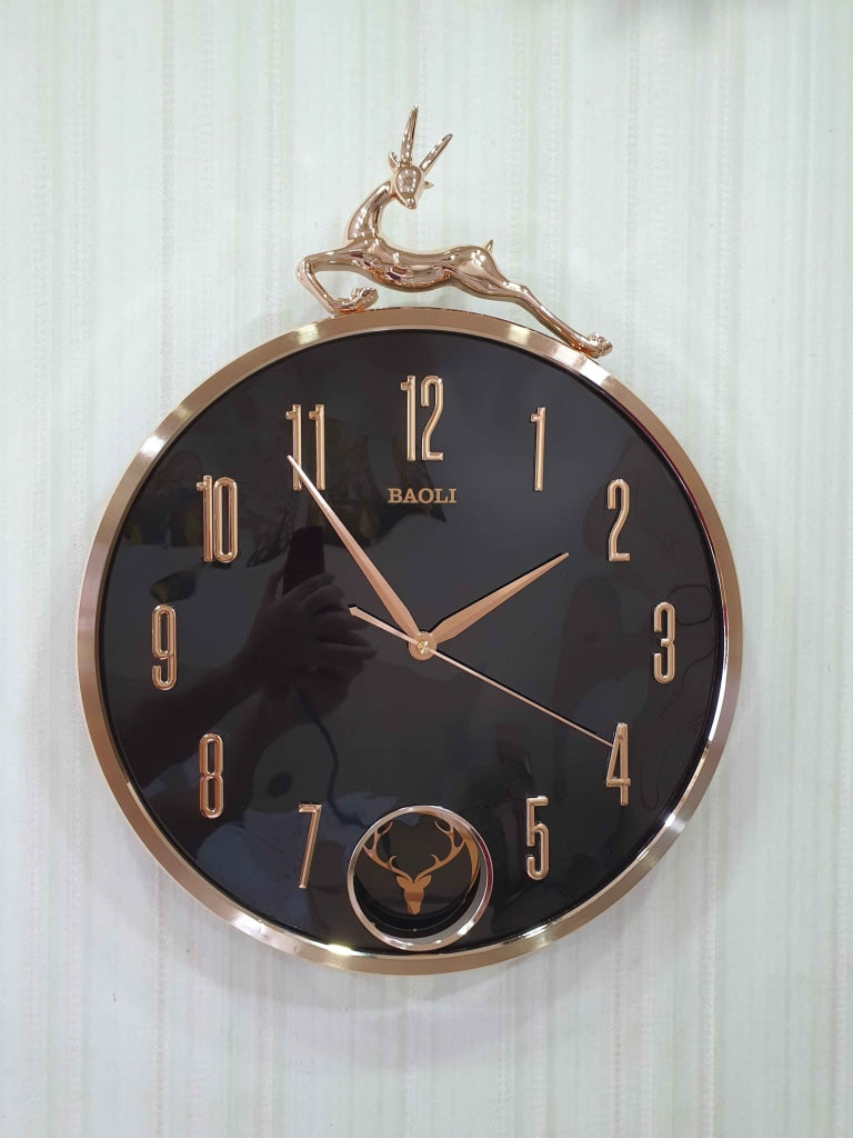 Funkytradition Multicolor Reindeer Wall Clock Watch Decor For Home Office And Gifts 45 Cm Tall Black