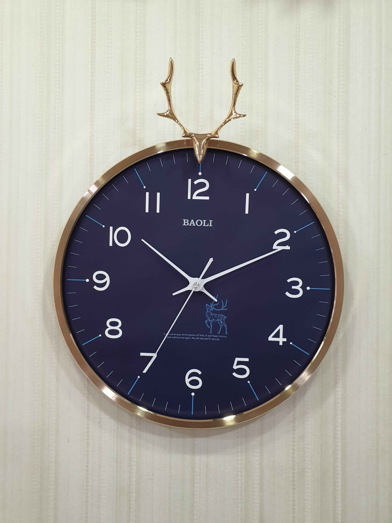 Funkytradition Multicolor Reindeer Wall Clock Watch Decor For Home Office And Gifts 45 Cm Tall Blue