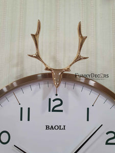Funkytradition Multicolor Reindeer Wall Clock Watch Decor For Home Office And Gifts 45 Cm Tall
