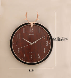 Funkytradition Multicolor Reindeer Wall Clock Watch Decor For Home Office And Gifts 45 Cm Tall