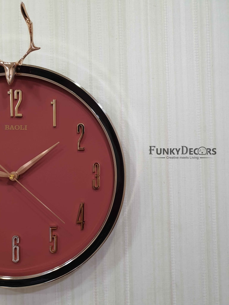 Funkytradition Multicolor Reindeer Wall Clock Watch Decor For Home Office And Gifts 45 Cm Tall