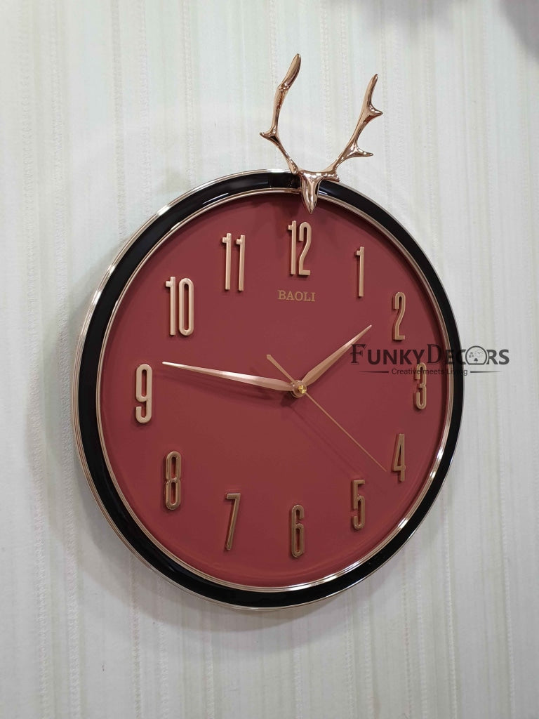 Funkytradition Multicolor Reindeer Wall Clock Watch Decor For Home Office And Gifts 45 Cm Tall