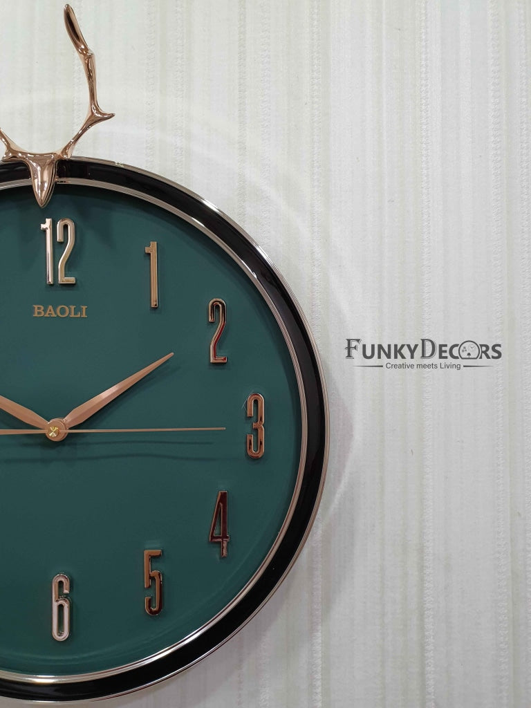 Funkytradition Multicolor Reindeer Wall Clock Watch Decor For Home Office And Gifts 45 Cm Tall