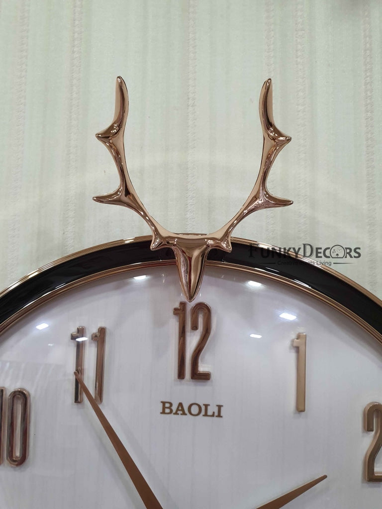 Funkytradition Multicolor Reindeer Wall Clock Watch Decor For Home Office And Gifts 45 Cm Tall