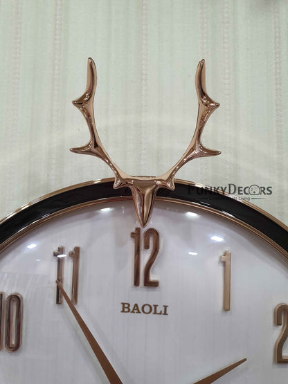 Funkytradition Multicolor Reindeer Wall Clock Watch Decor For Home Office And Gifts 45 Cm Tall