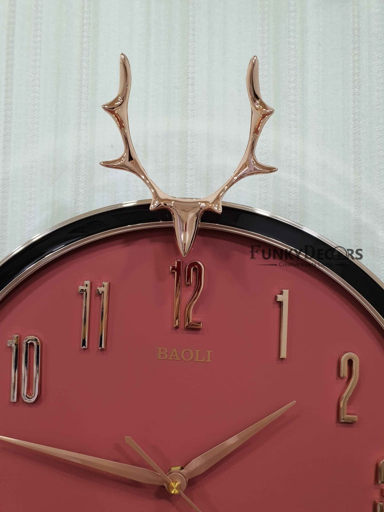 Funkytradition Multicolor Reindeer Wall Clock Watch Decor For Home Office And Gifts 45 Cm Tall
