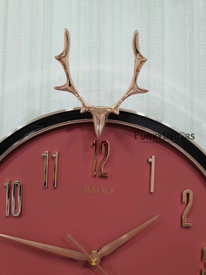 Funkytradition Multicolor Reindeer Wall Clock Watch Decor For Home Office And Gifts 45 Cm Tall