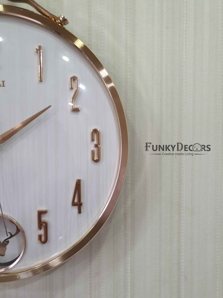Funkytradition Multicolor Reindeer Wall Clock Watch Decor For Home Office And Gifts 45 Cm Tall