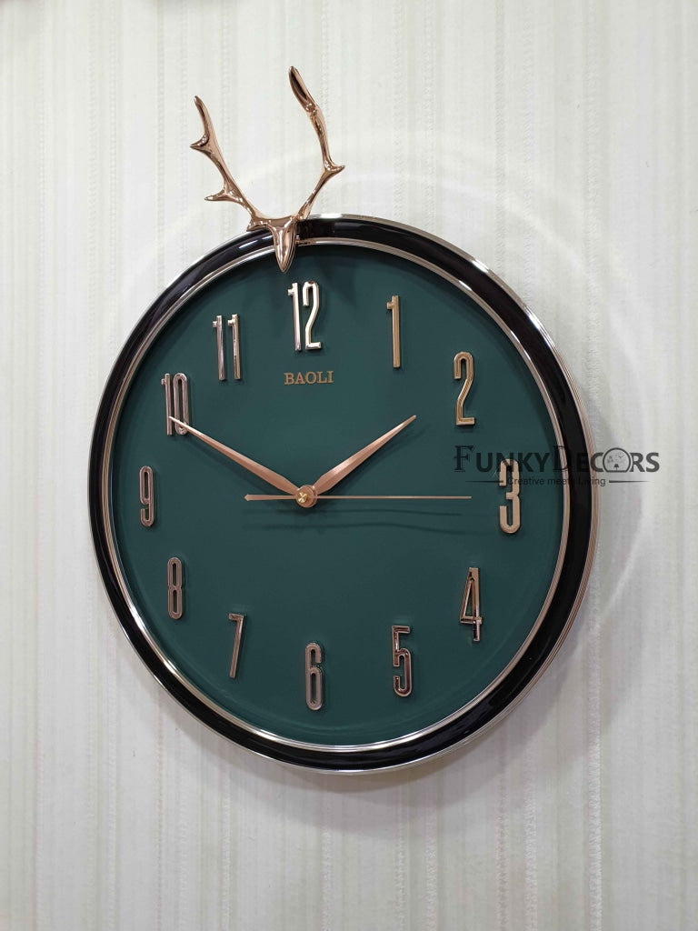 Funkytradition Multicolor Reindeer Wall Clock Watch Decor For Home Office And Gifts 45 Cm Tall