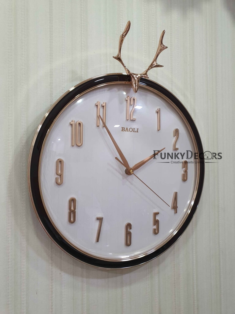 Funkytradition Multicolor Reindeer Wall Clock Watch Decor For Home Office And Gifts 45 Cm Tall