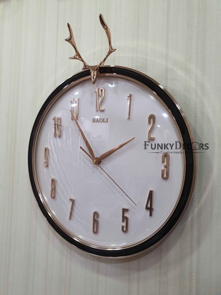 Funkytradition Multicolor Reindeer Wall Clock Watch Decor For Home Office And Gifts 45 Cm Tall