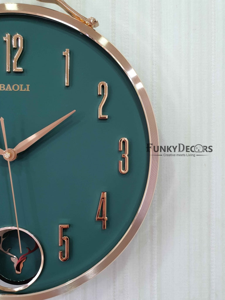 Funkytradition Multicolor Reindeer Wall Clock Watch Decor For Home Office And Gifts 45 Cm Tall